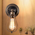 Sikunuo | 1 Head Iron Wall Lamp Farmhouse Style Dark Rust Wire Protection Café Mini Wall Light