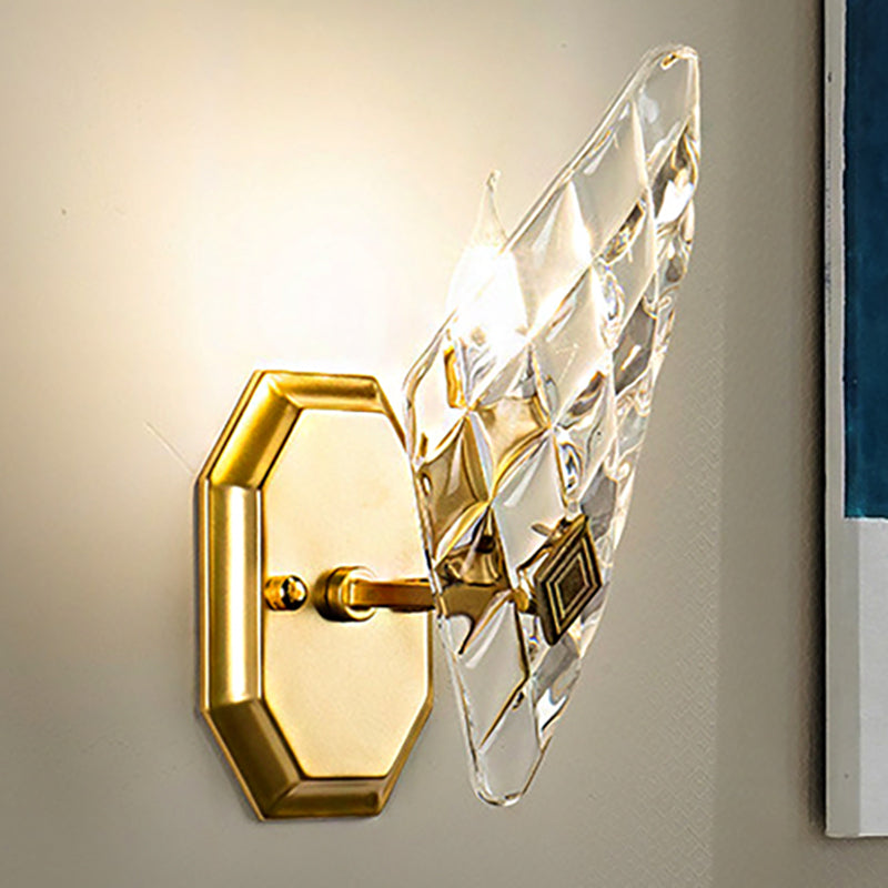 Sikunuo | Clear Crystal Diamond Wall Light Modern Style 1/2-Head Brass Wall Lamp for Living Room