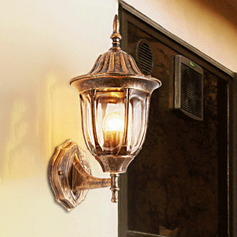 Sikunuo | Kerosene Outdoor Wall Lamp Fixture Industrial Clear Glass 1 Light Rust Wall Lamp