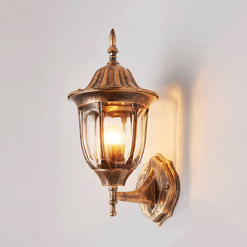 Sikunuo | Kerosene Outdoor Wall Lamp Fixture Industrial Clear Glass 1 Light Rust Wall Lamp