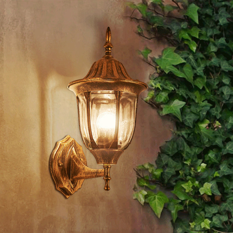 Sikunuo | Kerosene Outdoor Wall Lamp Fixture Industrial Clear Glass 1 Light Rust Wall Lamp