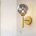 Sikunuo | 1 Bulb Globe Wall Mounted Light Fixture Modern Brass Smoked Textured Glass Lighting