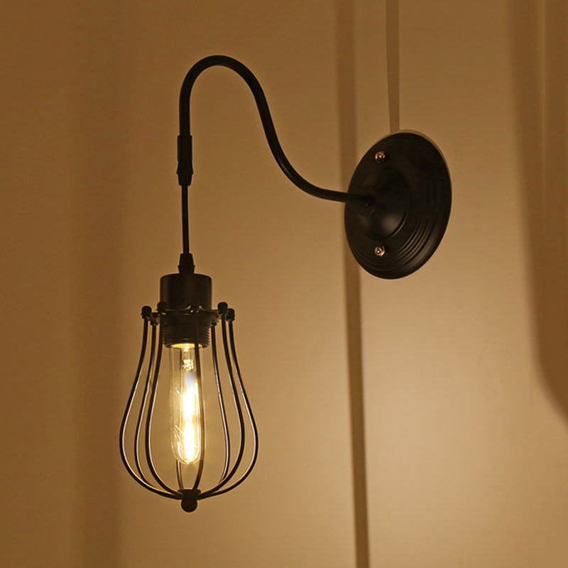 Sikunuo | Metal Cylinder/Hexagonal Engaged Wall Lamp Farm 1 Lamp Restaurant Wall Mount Fixture in Black