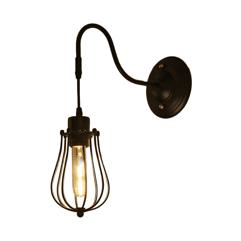 Sikunuo | Metal Cylinder/Hexagonal Engaged Wall Lamp Farm 1 Lamp Restaurant Wall Mount Fixture in Black