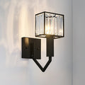 Sikunuo | Black Version Rectangular Wall Lamp Modernist Style 1 Light Clear Crystal and Metal Wall Sconce
