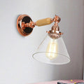 Sikunuo | Industrial Cone Wall Lamp 1 Bulb Clear Glass Wall Light in Rose Gold