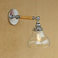 Sikunuo | Wood One Light Wall Lamp Vintage Clear Glass Pear Lighting Fixture for Living Room, 8"/4"/6" L Wooden Arm