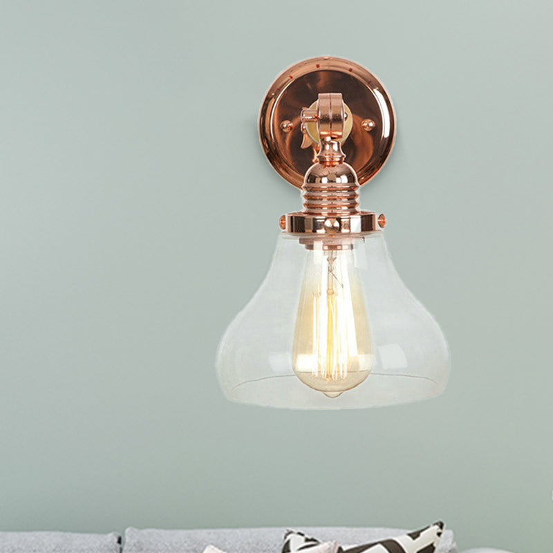 Sikunuo | Pear-shaped living room wall lamp vintage clear glass 1 light rose gold wall lamp