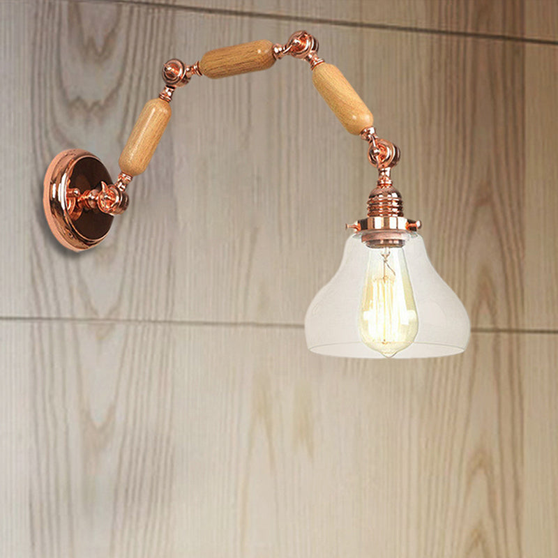 Sikunuo | 1 Bulb Wall Lamp with Cone Shade Clear Glass Industrial Living Room Wall Light Lighting