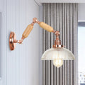 Sikunuo | 1 Light Prismatic Glass Wall Lamp Light Vintage Rose Gold Room Bedroom Lighting Fixture with Extendable Arm