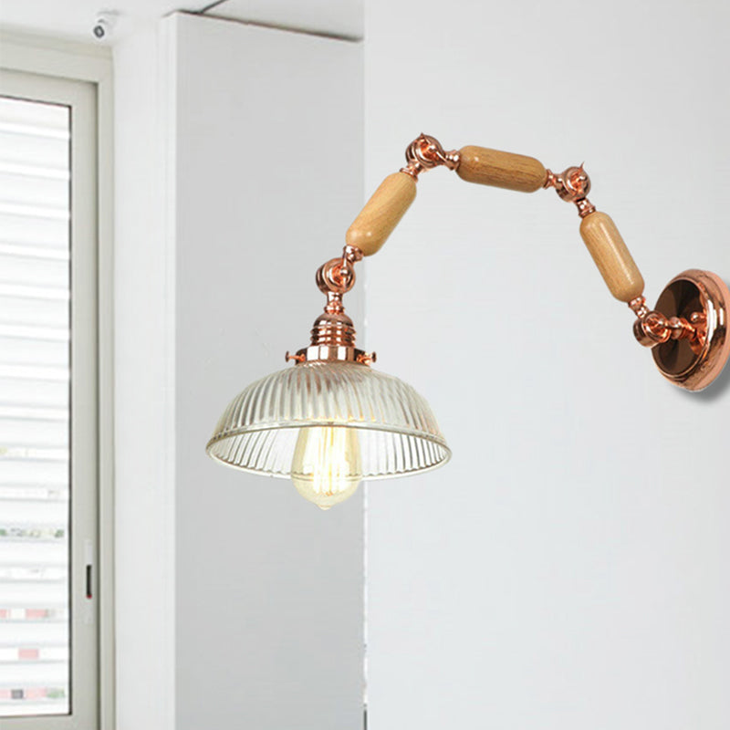 Sikunuo | A wall lamp with a bowl shade ribbed glass vintage style living room wall light fixture
