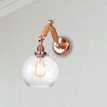 Sikunuo | 1 Bulb Globe Wall Mounted Light Fixture Rustic Rose Gold Clear Glass Lighting with Retractable Arm