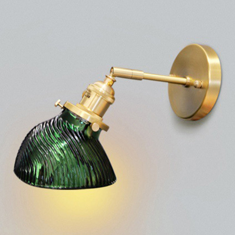 Sikunuo | Rotatable Wall Light for Adults Bedroom Metal Single Light Green and Brass Wall Lamp