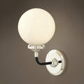 Sikunuo | Modern Globe Shade Wall Lamp Fixture 1/2-Bulb Opal Glass Sconce Light in Antique Brass/Chrome