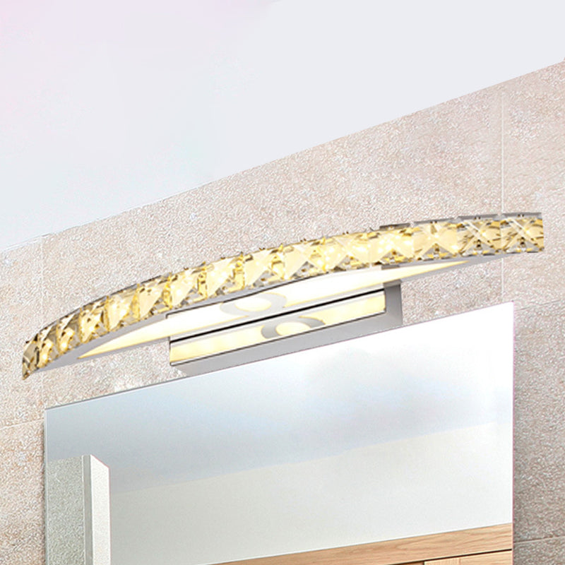 Sikunuo | Flared Vanity Lighting Modern Style Clear/Champagne Crystal 17"/21" W LED Wall Lamp, Warm/White Light