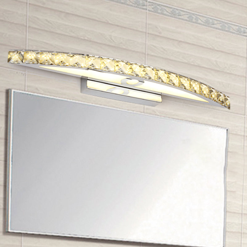 Sikunuo | Flared Vanity Lighting Modern Style Clear/Champagne Crystal 17"/21" W LED Wall Lamp, Warm/White Light