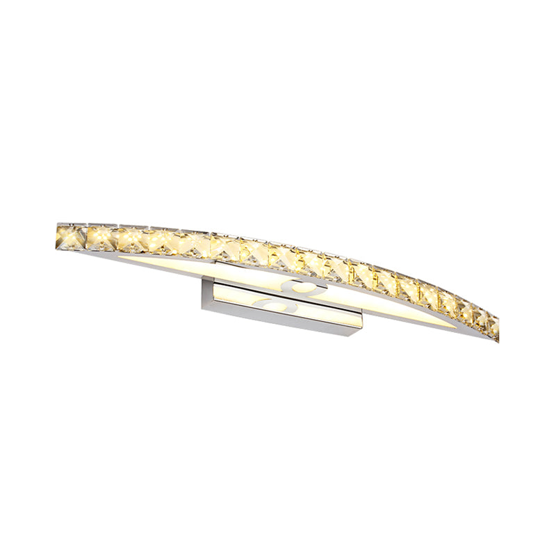 Sikunuo | Flared Vanity Lighting Modern Style Clear/Champagne Crystal 17"/21" W LED Wall Lamp, Warm/White Light