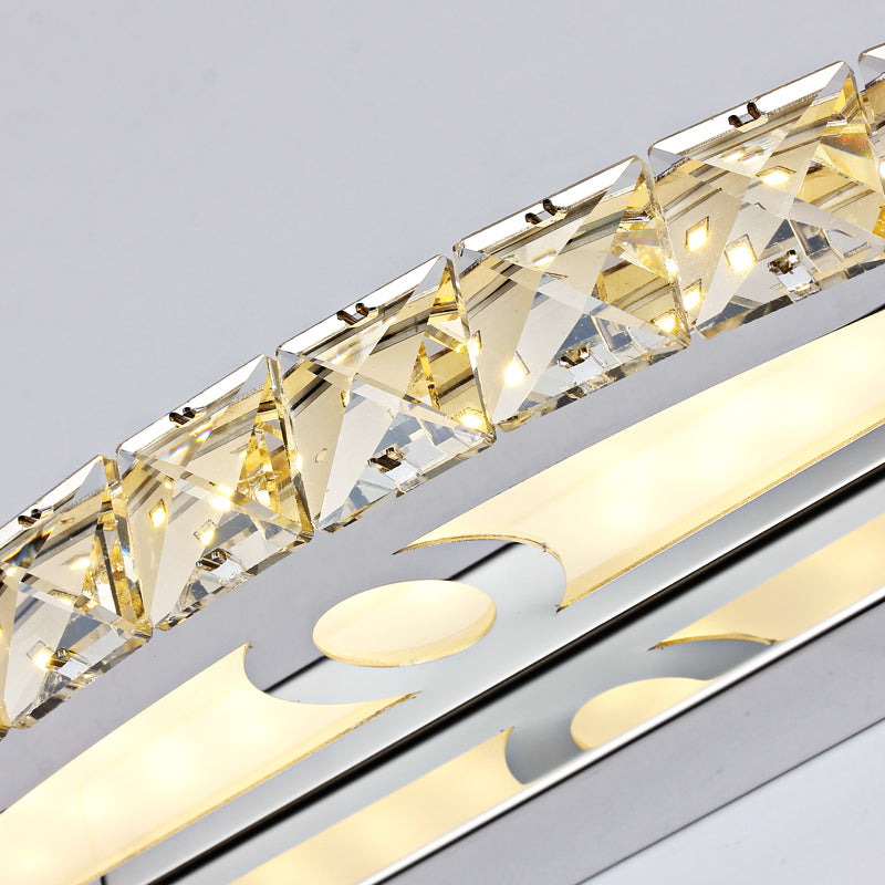 Sikunuo | Flared Vanity Lighting Modern Style Clear/Champagne Crystal 17"/21" W LED Wall Lamp, Warm/White Light
