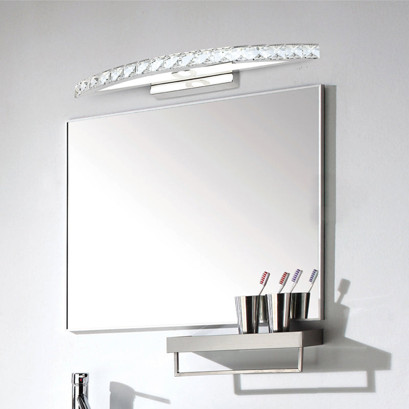 Sikunuo | Flared Vanity Lighting Modern Style Clear/Champagne Crystal 17"/21" W LED Wall Lamp, Warm/White Light