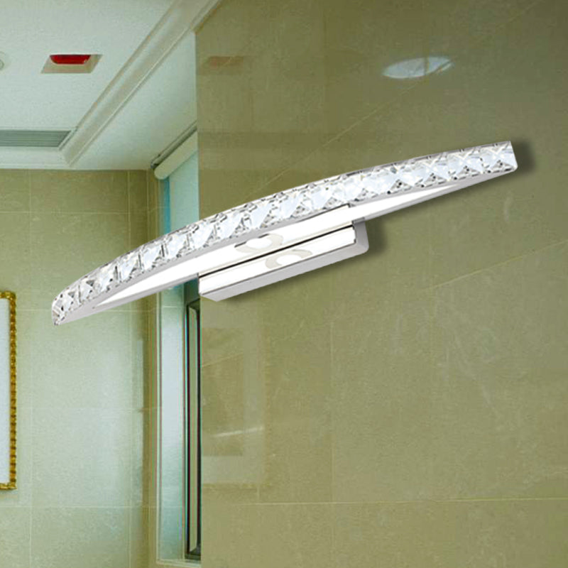 Sikunuo | Flared Vanity Lighting Modern Style Clear/Champagne Crystal 17"/21" W LED Wall Lamp, Warm/White Light