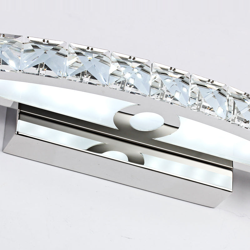 Sikunuo | Flared Vanity Lighting Modern Style Clear/Champagne Crystal 17"/21" W LED Wall Lamp, Warm/White Light