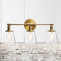 Sikunuo | 3-Bulb Cone Wall Mount Light Fixture Industrial Brass Clear Glass Lighting for Restaurant