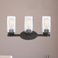 Sikunuo | 3-Bulb Seed Glass Wall Light Industry Black Cylinder Dining Room Wall Lamp in Clear
