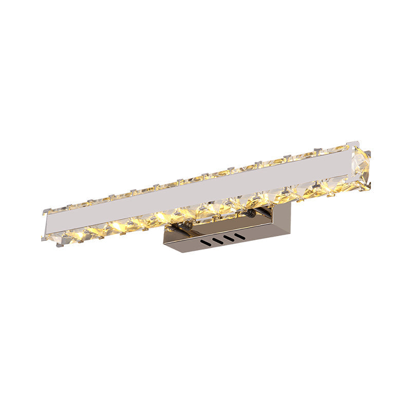 Sikunuo | 11.5"/16.5" Width Rectangular Vanity Mirror Light Modern Style Clear Crystal LED White Wall Sconce for Bathroom