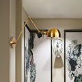 Sikunuo | 1 Light Swing Arm Wall Lighting Vintage Style Brass/Copper Metal Wall Mount Light with Bowl Shade