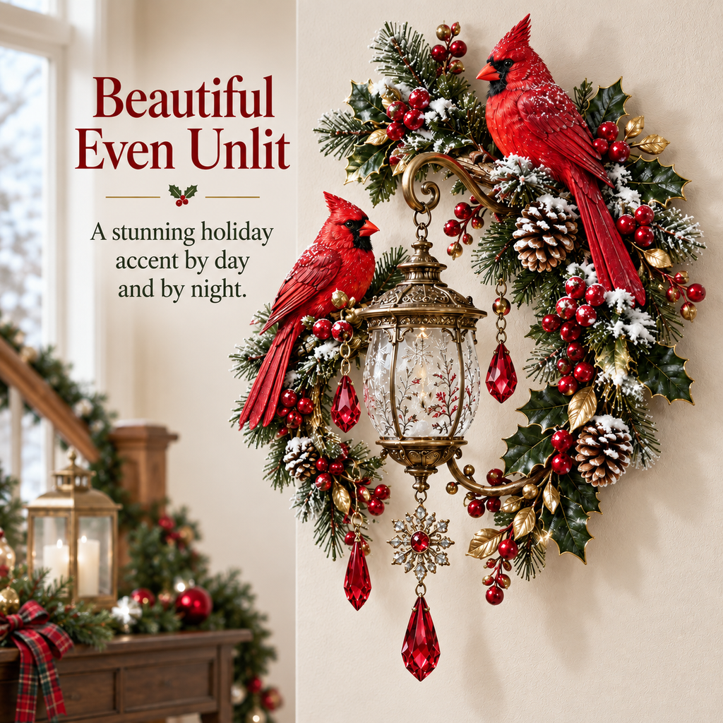 Cardinal Christmas Lantern Glow – Lighted Holiday Wall Decor