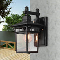 Sikunuo | Lantern Clear Glass Wall Hanging Lamp Industrial Single Bulb Veranda Wall Light in Black