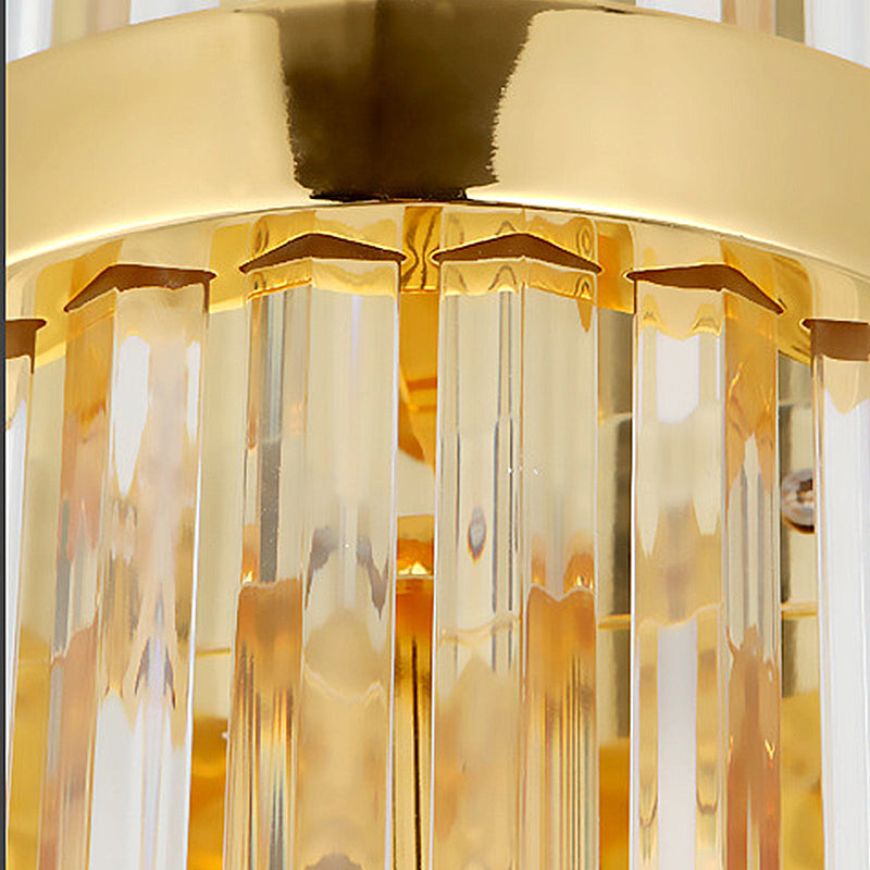 Sikunuo | Cylinder Wall Light Modern Three-Sided Crystal Rod 2 Heads Gold Wall Light