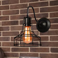 Sikunuo | Metal Shed Wall Lamp Industrial Style 1 Lamp Black Wall Mounted Lamp with Wire Frame and Gooseneck Arm