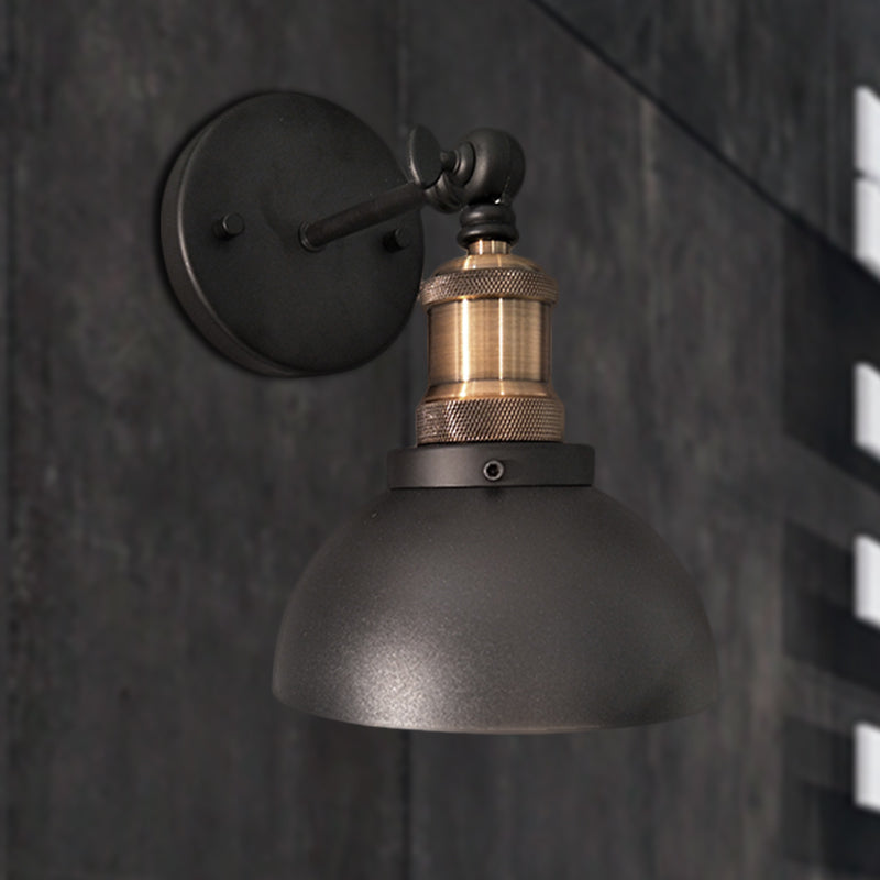 Sikunuo | Dome Restaurant Wall Light Metal 1 Light Modern Style Adjustable Wall Lamp in Black
