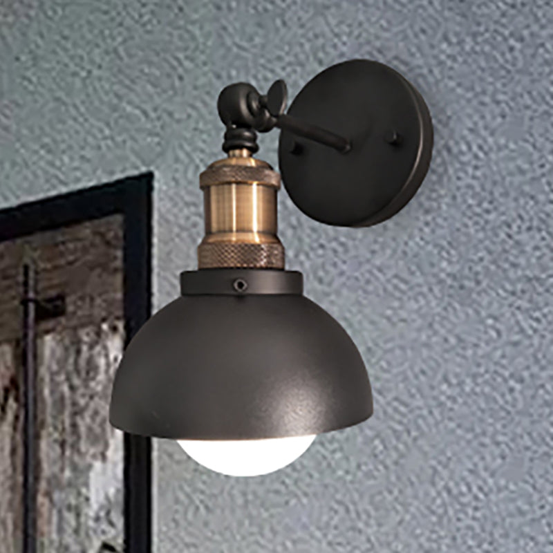 Sikunuo | Dome Restaurant Wall Light Metal 1 Light Modern Style Adjustable Wall Lamp in Black
