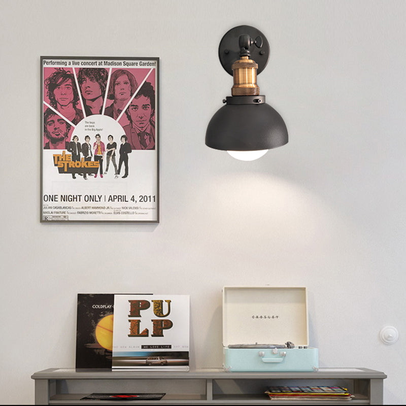Sikunuo | Dome Restaurant Wall Light Metal 1 Light Modern Style Adjustable Wall Lamp in Black