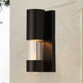 Sikunuo | Black cylindrical wall-mounted light in industrial style 1 bulb metallic and clear glass wall switch for hallway