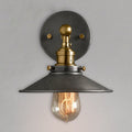 Sikunuo | Vintage Industrial Style Wall Light Single Light with Flat Round, Flared Metal Shade for the Bar