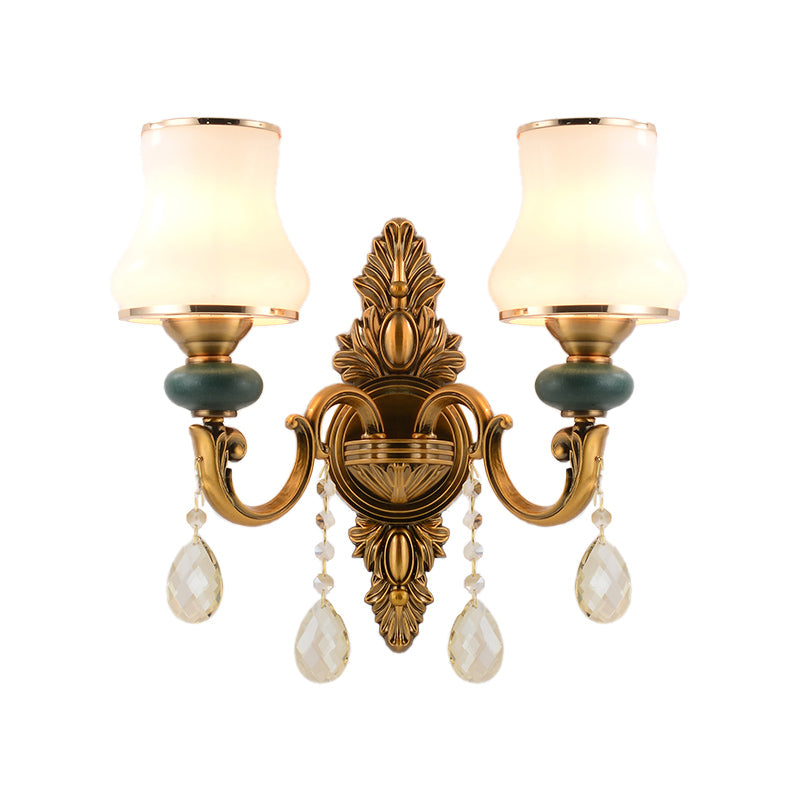 Sikunuo | Vase White Glass Wall Mount Light Nordic Living Room 1/2 Heads Brass Wall Lamp
