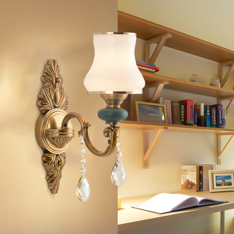 Sikunuo | Vase White Glass Wall Mount Light Nordic Living Room 1/2 Heads Brass Wall Lamp