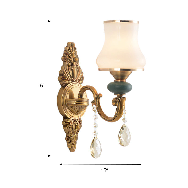 Sikunuo | Vase White Glass Wall Mount Light Nordic Living Room 1/2 Heads Brass Wall Lamp