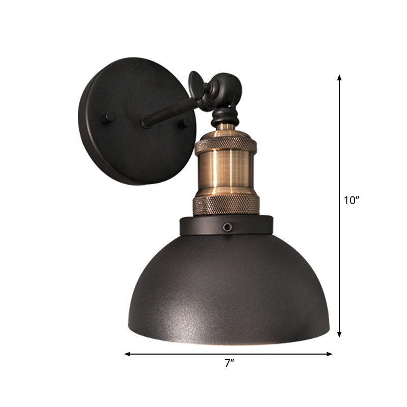 Sikunuo | Dome Restaurant Wall Light Metal 1 Light Modern Style Adjustable Wall Lamp in Black