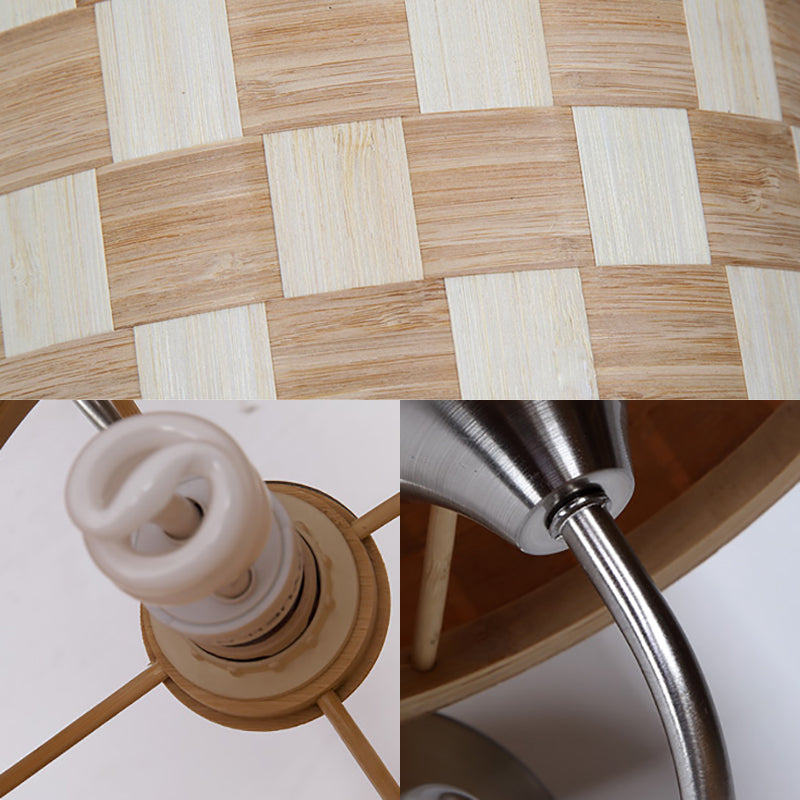 Sikunuo | Drum Wall Lighting Traditional Bamboo 1 Lamp Wooden Sconce Lighting Fixture for Dining Room