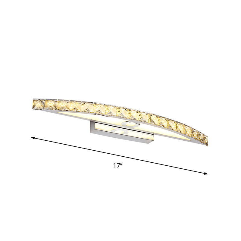 Sikunuo | Flared Vanity Lighting Modern Style Clear/Champagne Crystal 17"/21" W LED Wall Lamp, Warm/White Light