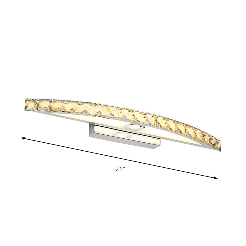 Sikunuo | Flared Vanity Lighting Modern Style Clear/Champagne Crystal 17"/21" W LED Wall Lamp, Warm/White Light