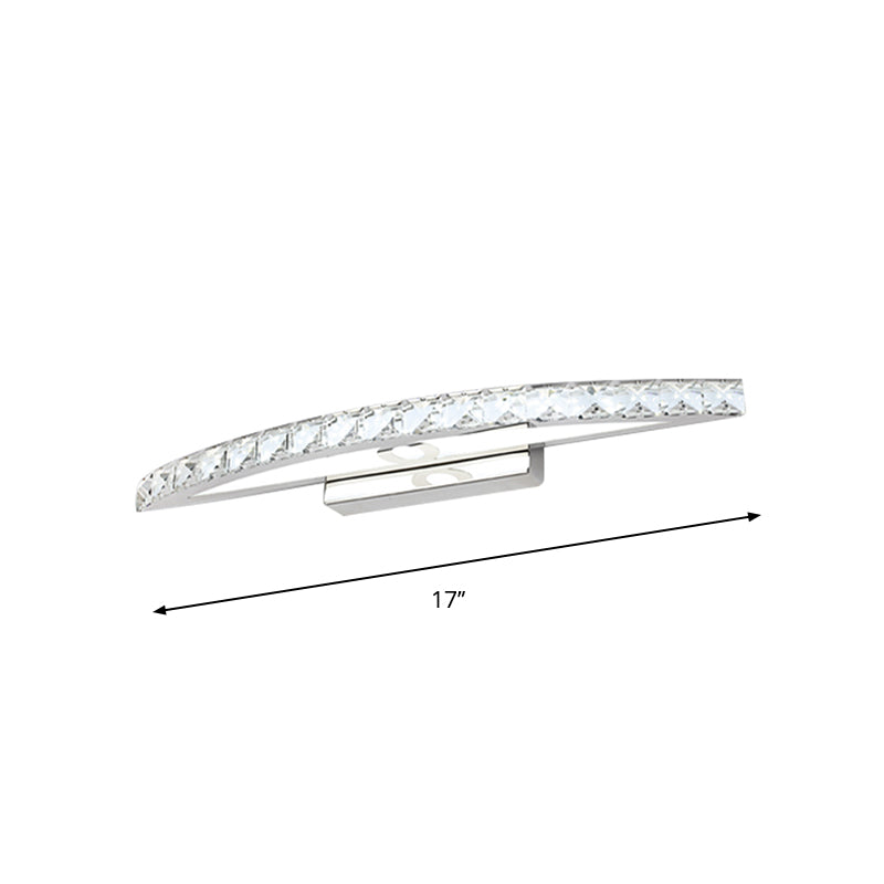 Sikunuo | Flared Vanity Lighting Modern Style Clear/Champagne Crystal 17"/21" W LED Wall Lamp, Warm/White Light