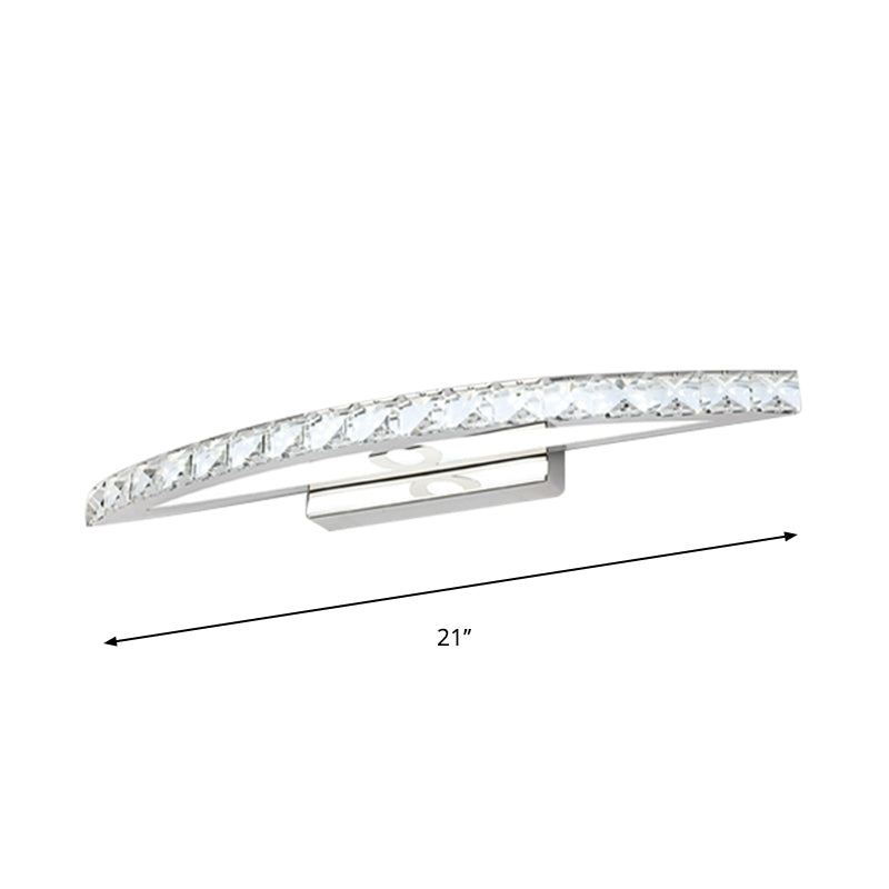 Sikunuo | Flared Vanity Lighting Modern Style Clear/Champagne Crystal 17"/21" W LED Wall Lamp, Warm/White Light