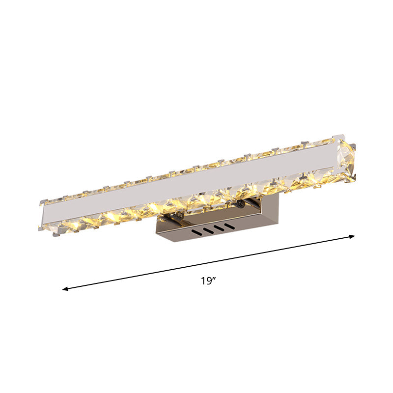 Sikunuo | 11.5"/16.5" Width Rectangular Vanity Mirror Light Modern Style Clear Crystal LED White Wall Sconce for Bathroom