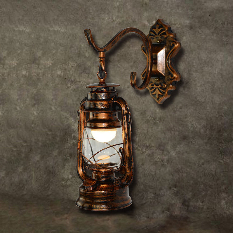 Sikunuo | 1 Light Bright Glass Wall Lamp Light Coastal Bronze Kerosene Living Room Lighting Fixture
