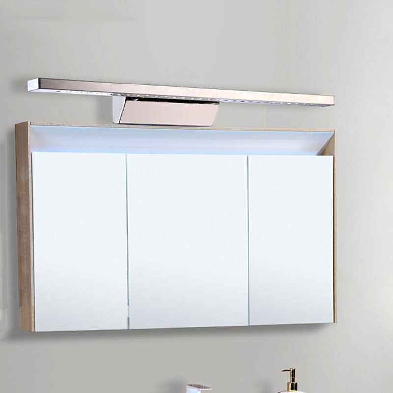 Sikunuo | Rectangular Interior Mirror Light Stainless Steel 16"/19.5" W LED Modern Wall-Mounted Light in Chrome, Warm/White Lighting